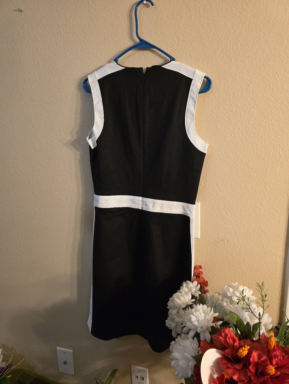 Armani Exchange Black and White Contrast Midi Dress